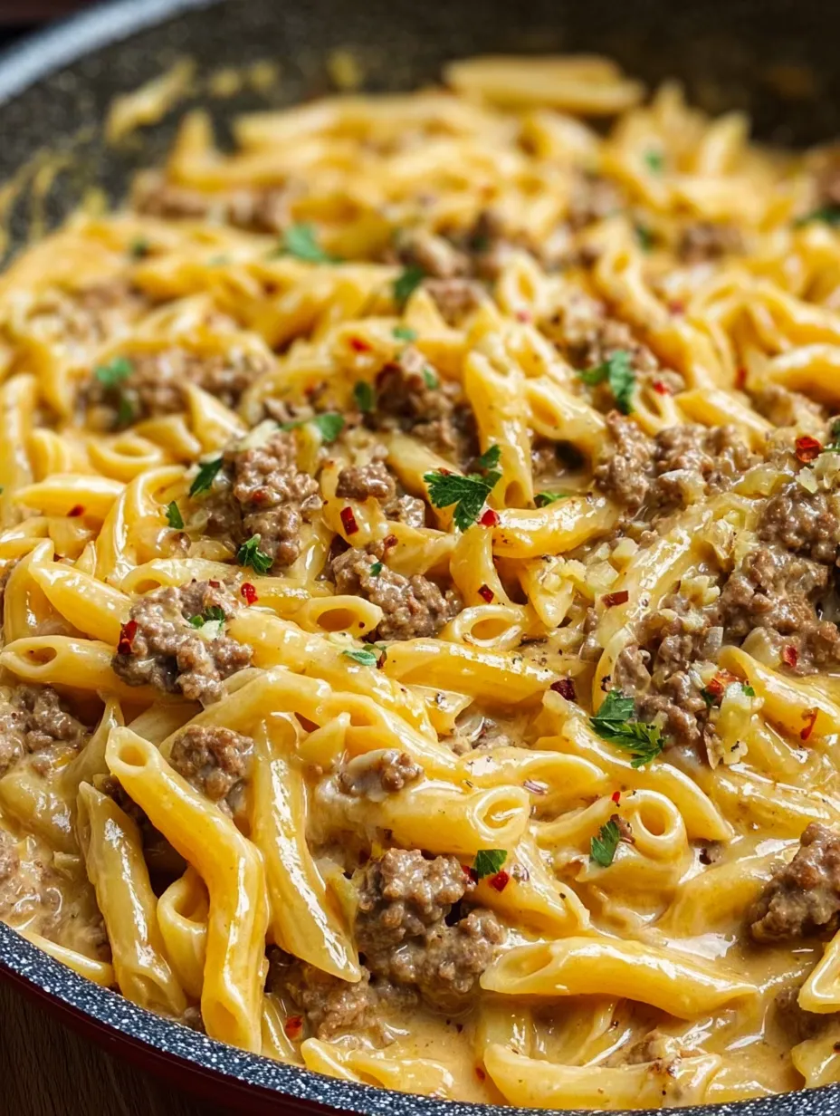 One-Pot Creamy Beef and Garlic Butter Pasta