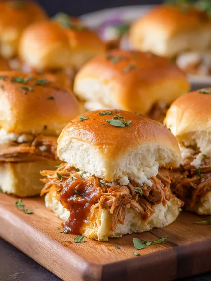 A plate of barbecue sandwiches.