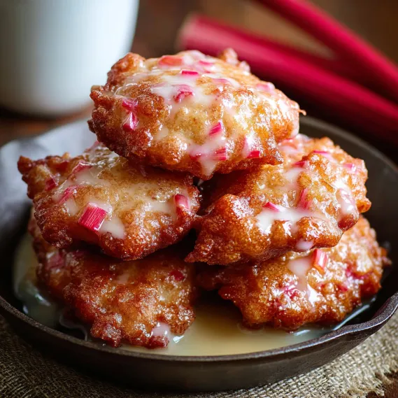 A stack of fried food with white sauce on top.
