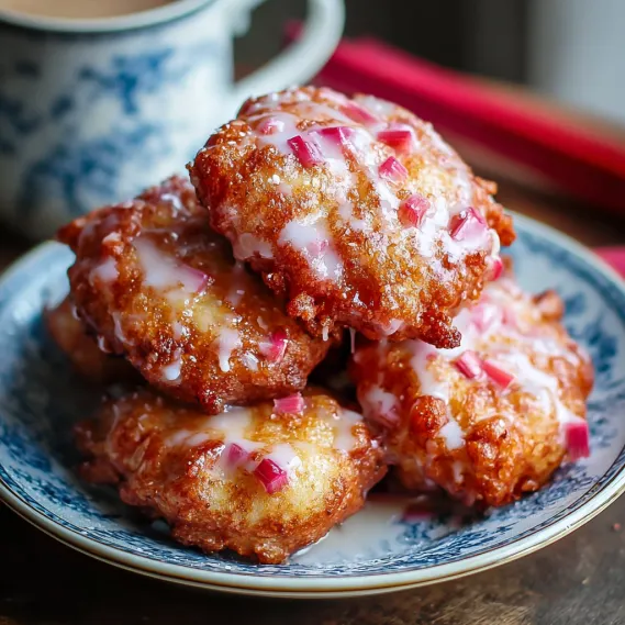 A plate of doughnuts with white icing.