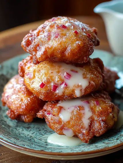 A stack of doughnuts with white icing.