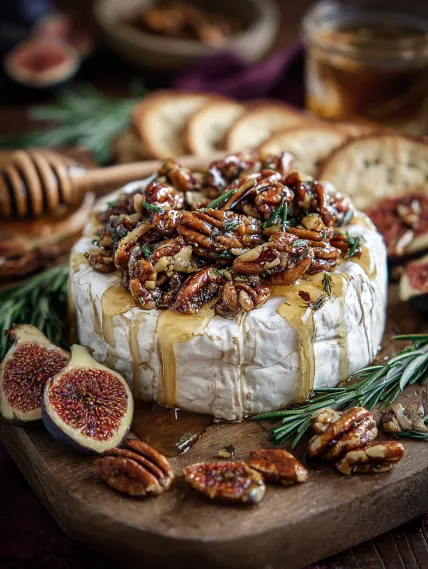 A cheese platter with walnuts and figs.