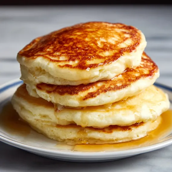 A stack of pancakes on a plate.
