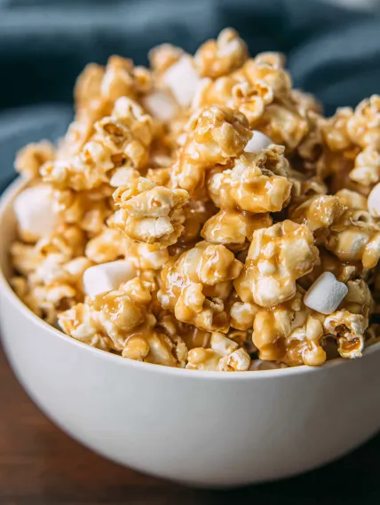 A bowl of popcorn with marshmallows.