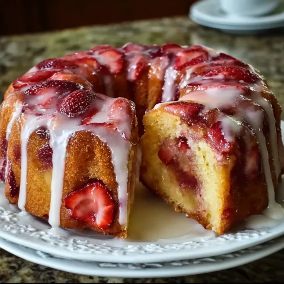 A cake with strawberries on top.