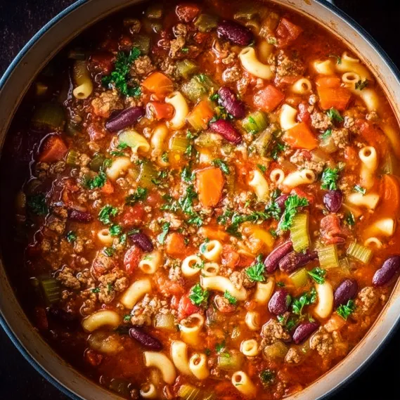A bowl of soup with noodles and meat.