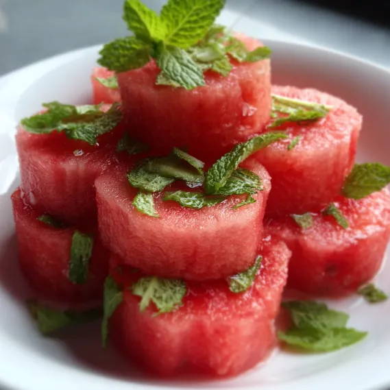 A white bowl filled with watermelon slices.