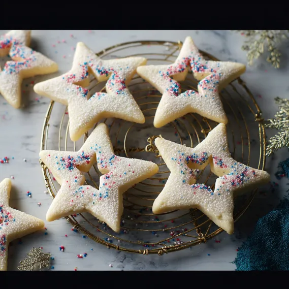A plate of star shaped cookies.