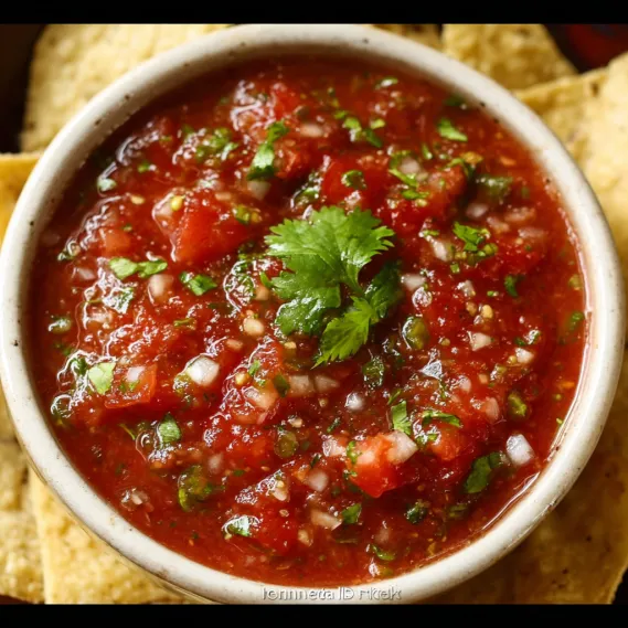 A bowl of salsa with tomatoes and green onions.