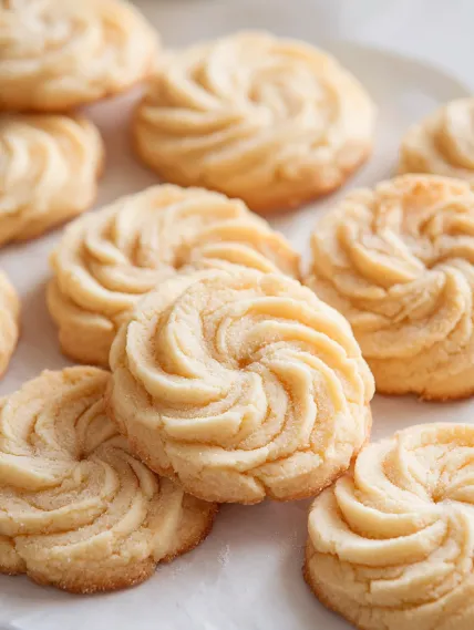 A plate of cookies with swirls on them.