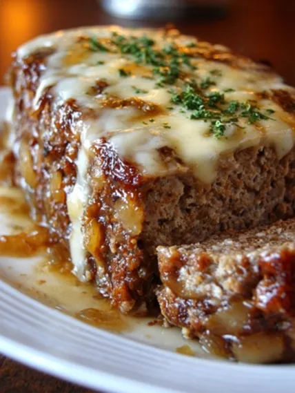 A slice of meat with cheese on top.