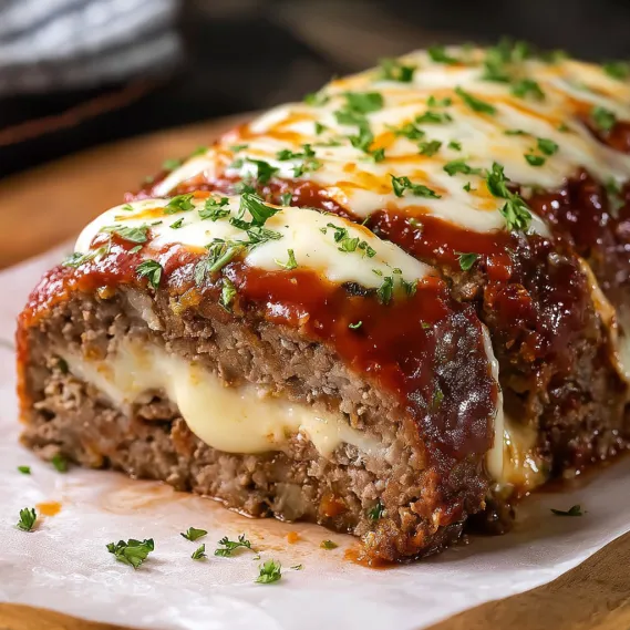 A meat dish with cheese and tomato sauce.