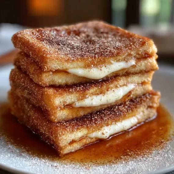 A stack of three cinnamon rolls.