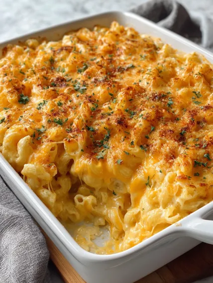 A white bowl filled with macaroni and cheese.
