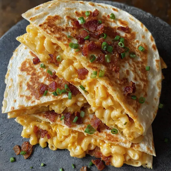 A plate of food with bacon and cheese.