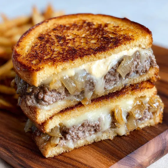 A sandwich with cheese and onions.