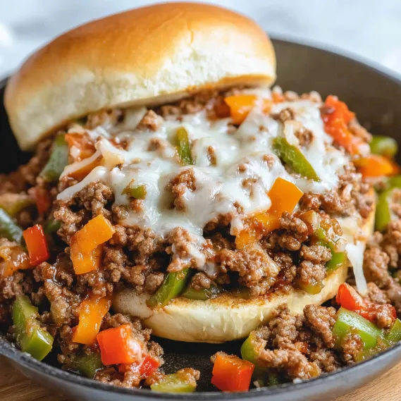 A close up of a hamburger with cheese and peppers.
