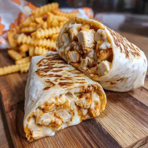 A sandwich with chicken and cheese.
