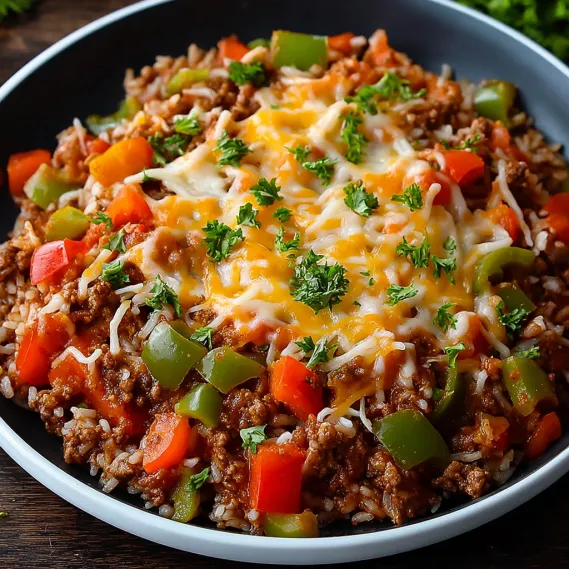 A bowl of rice and meat.