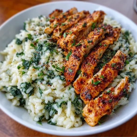 A plate of rice and chicken.