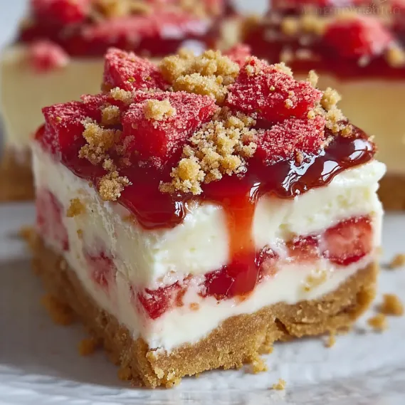 A slice of cake with strawberries and whipped cream.