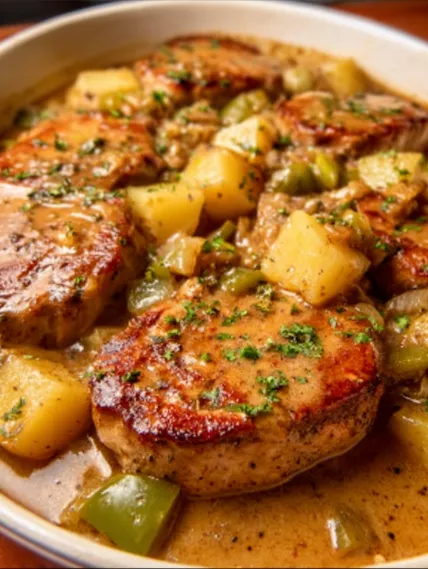 A plate of meat with gravy.