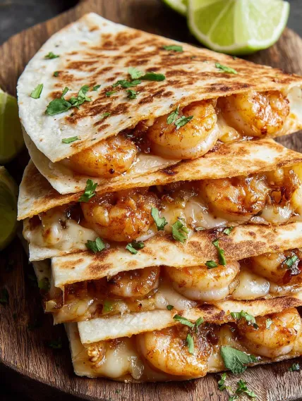 A stack of shrimp tacos.