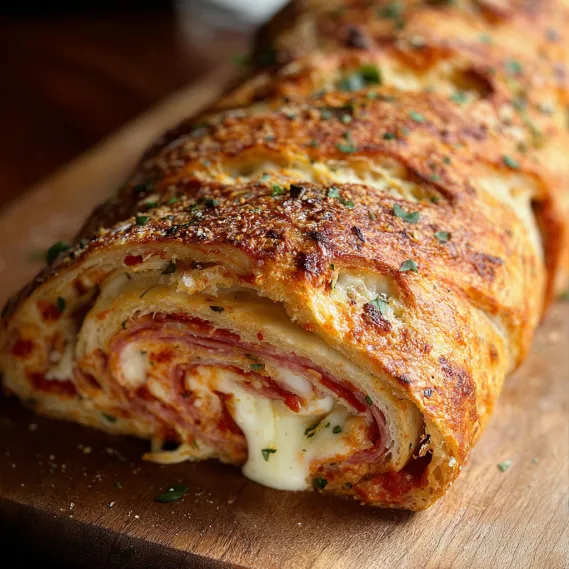 A long, thin, and delicious pizza roll.