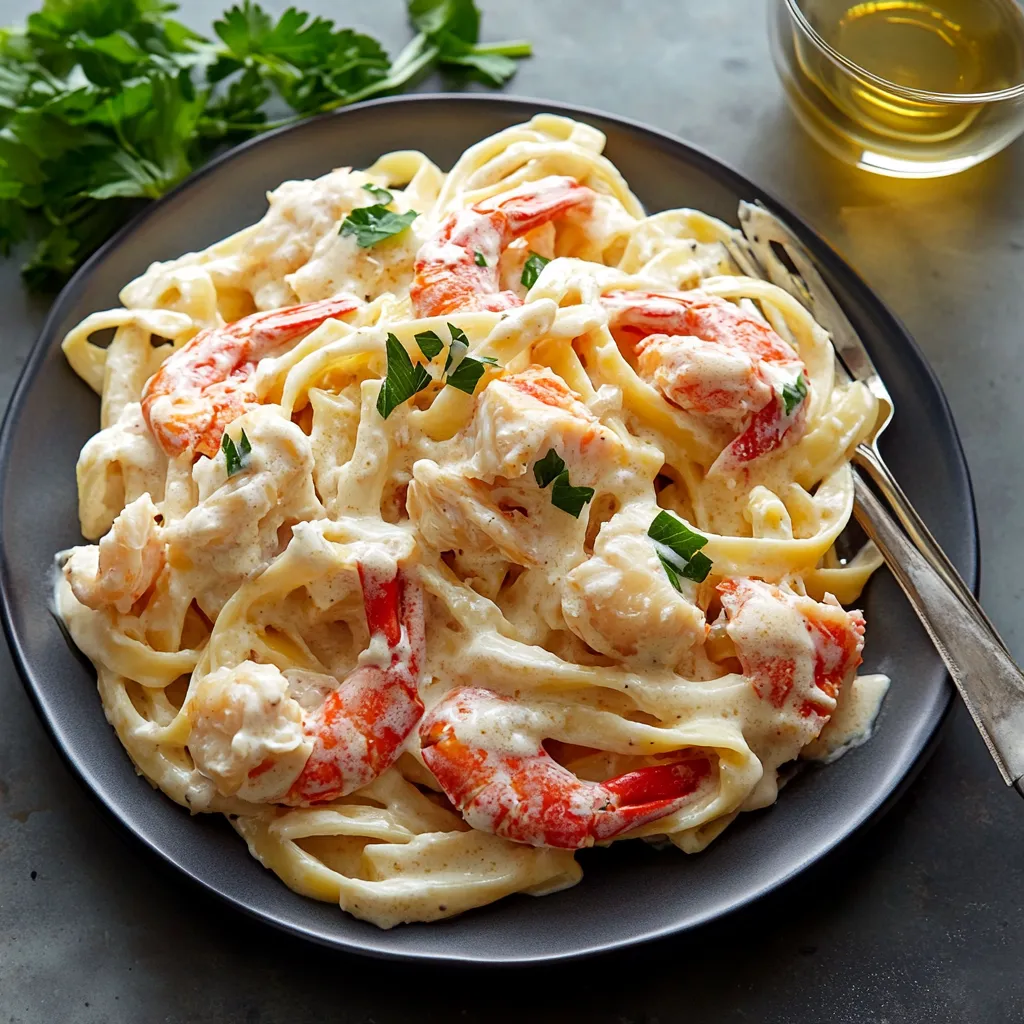 creamy Crab Fettuccine Alfredo