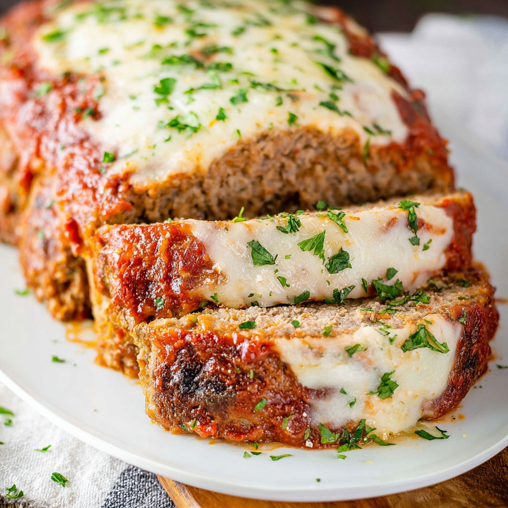 A slice of Italian meatloaf on a white plate.