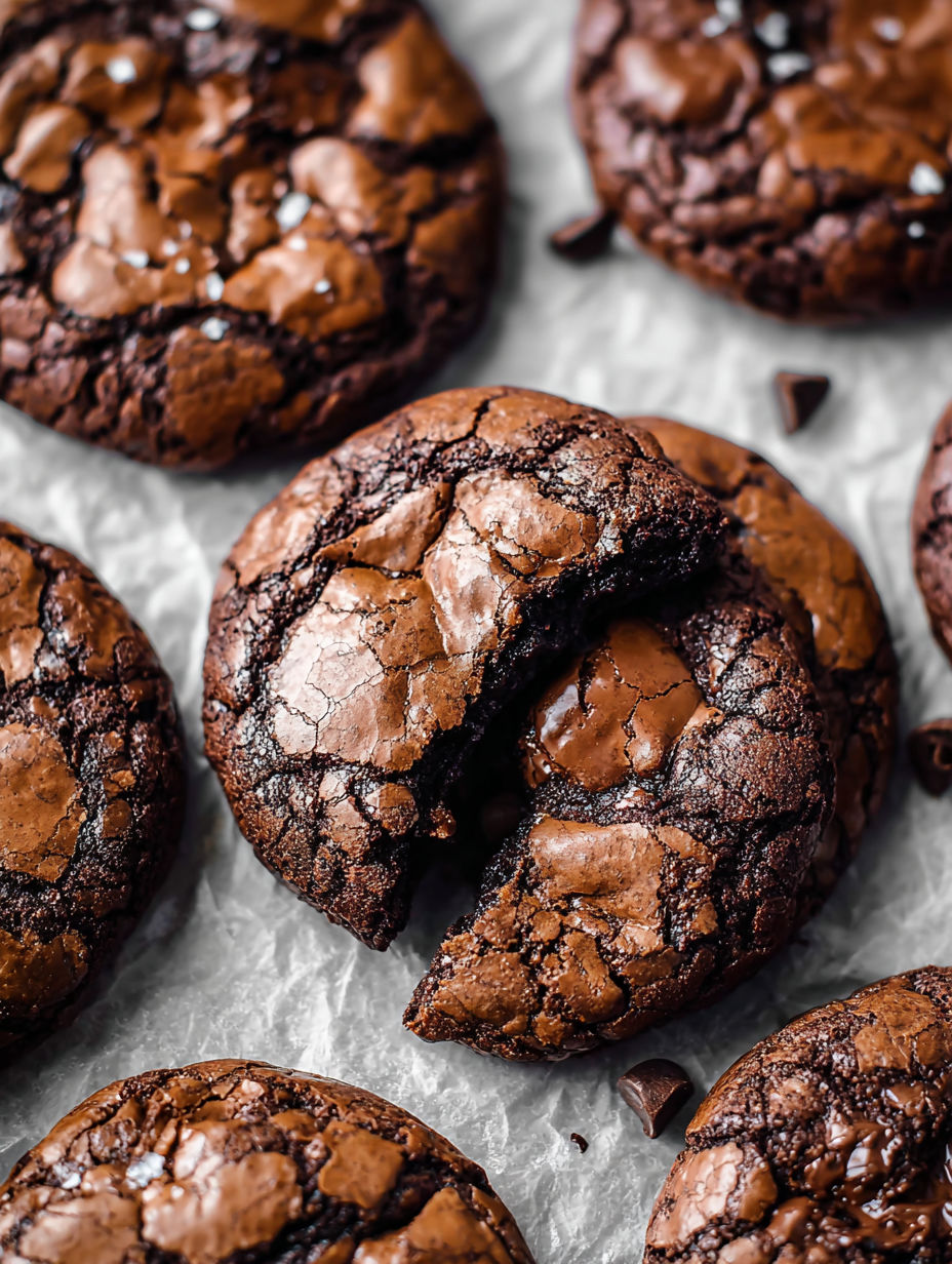 A close up of a chocolate browkie with a bite taken out of it.