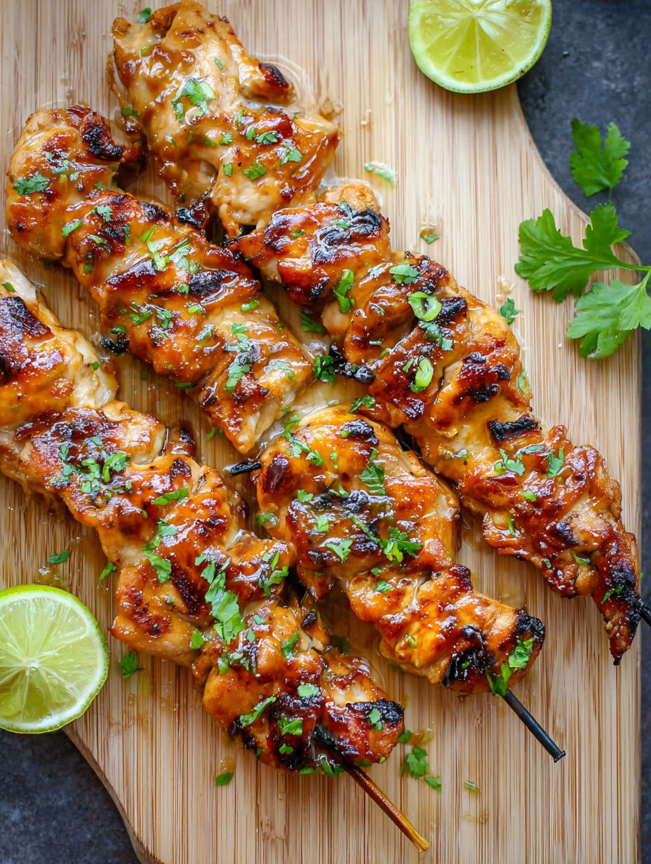 Spicy Honey Lime Chicken on a wooden cutting board.