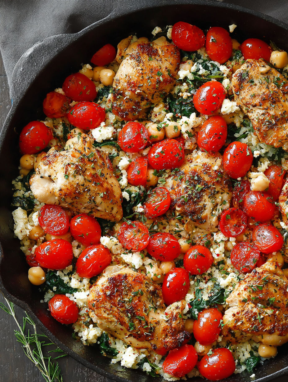 A dish of Greek chicken and lemon rice.