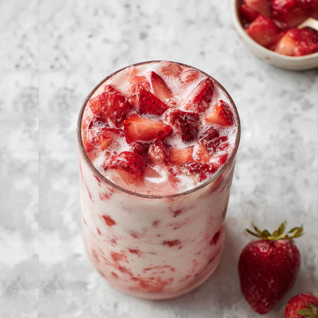 A glass of Korean Strawberry Milk.