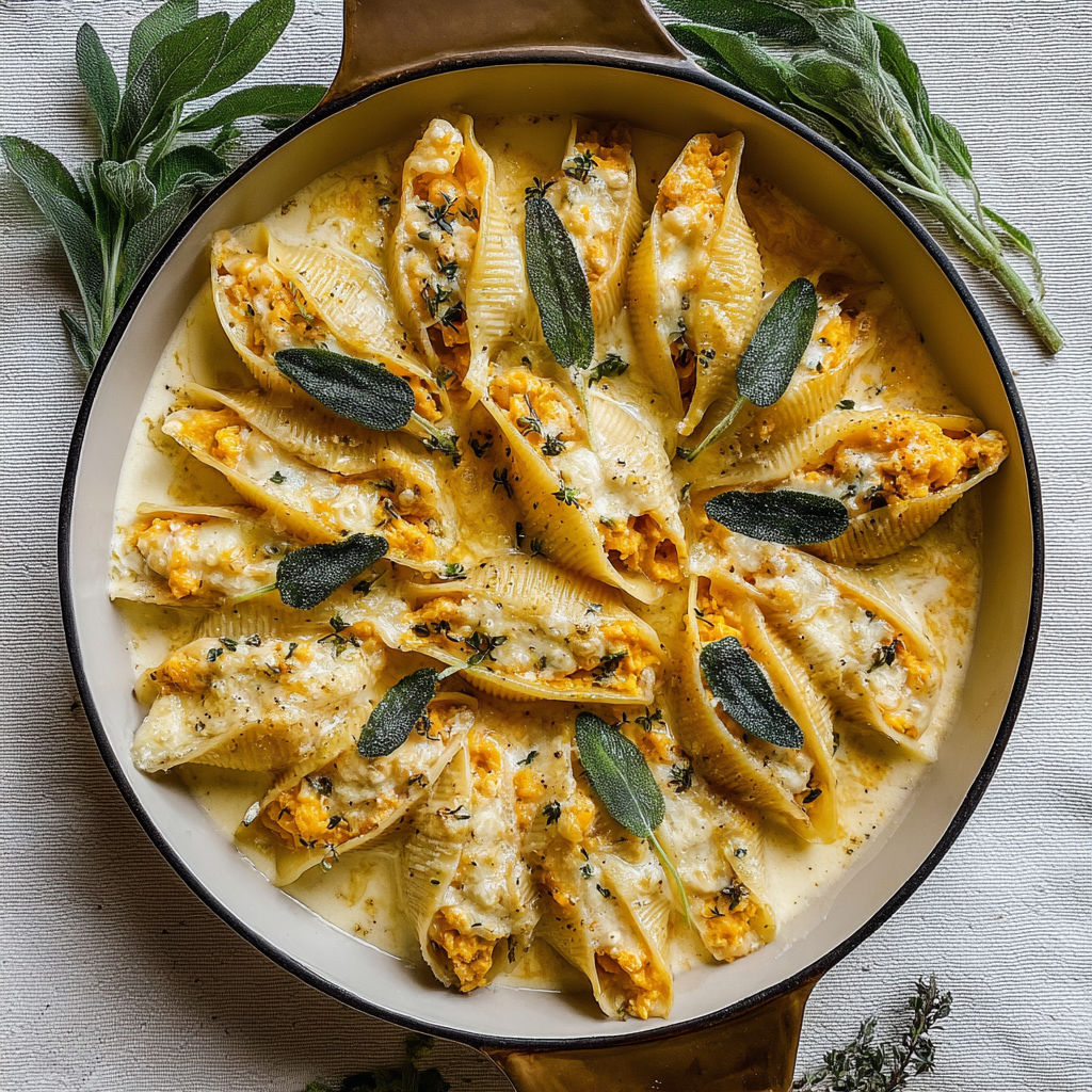 A bowl of pasta with a brown butter and sage sauce.