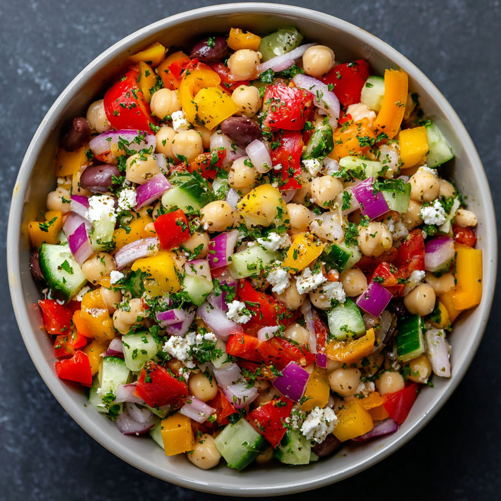 A bowl of Mediterranean Dense Bean Salad.