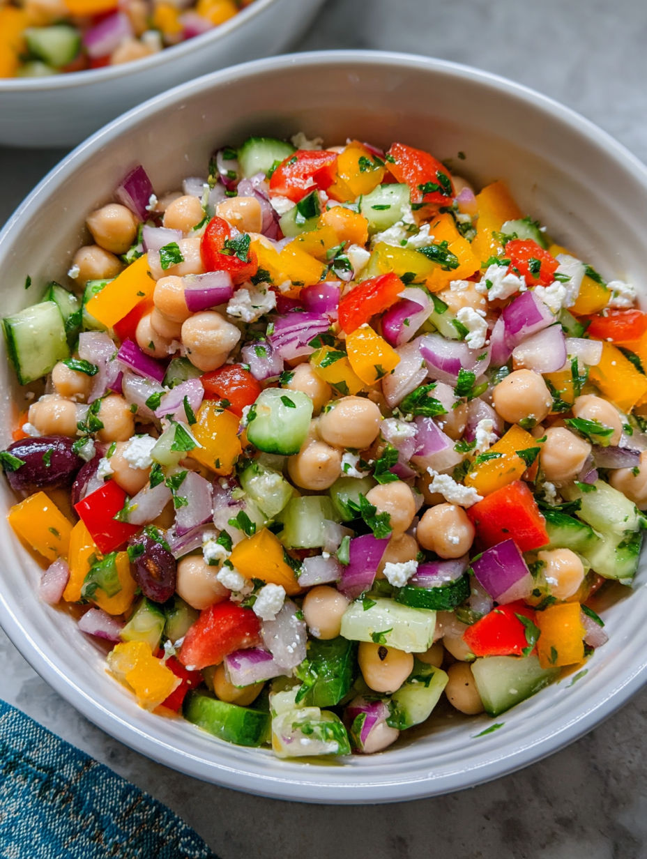 A bowl of Mediterranean Dense Bean Salad.