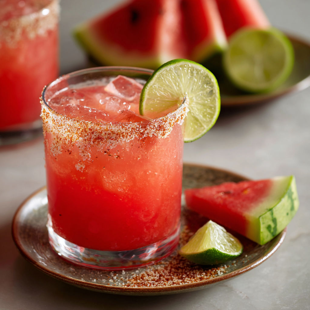 A glass of watermelon margarita mocktail.
