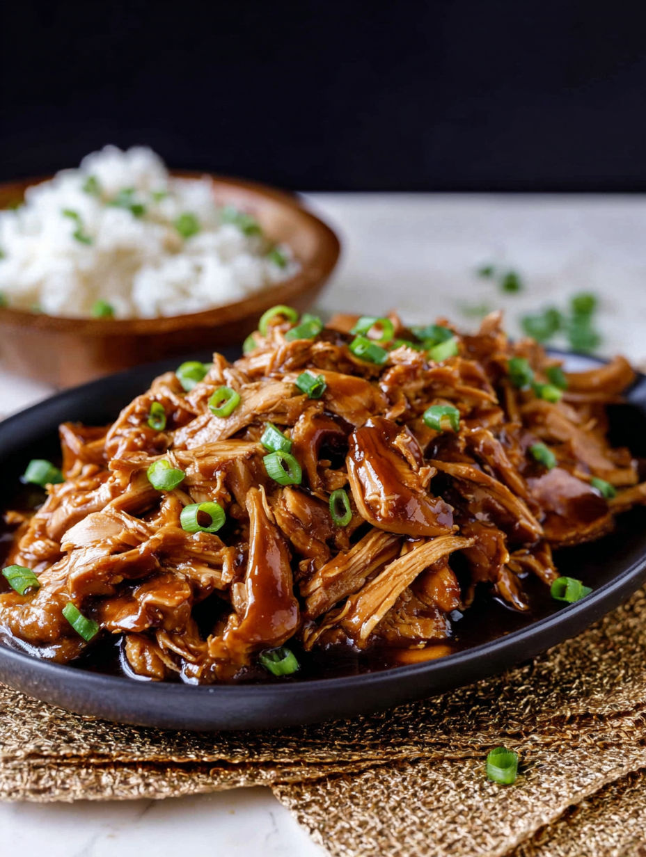 A bowl of slow cooker hoisin chicken.