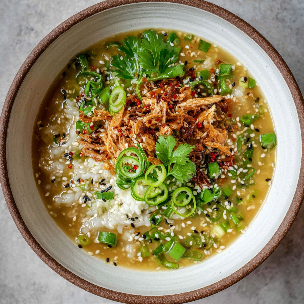 A bowl of soup with ginger and sesame tofu.