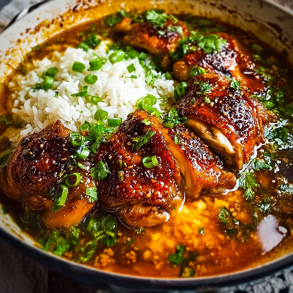 A plate of food with rice and meat.