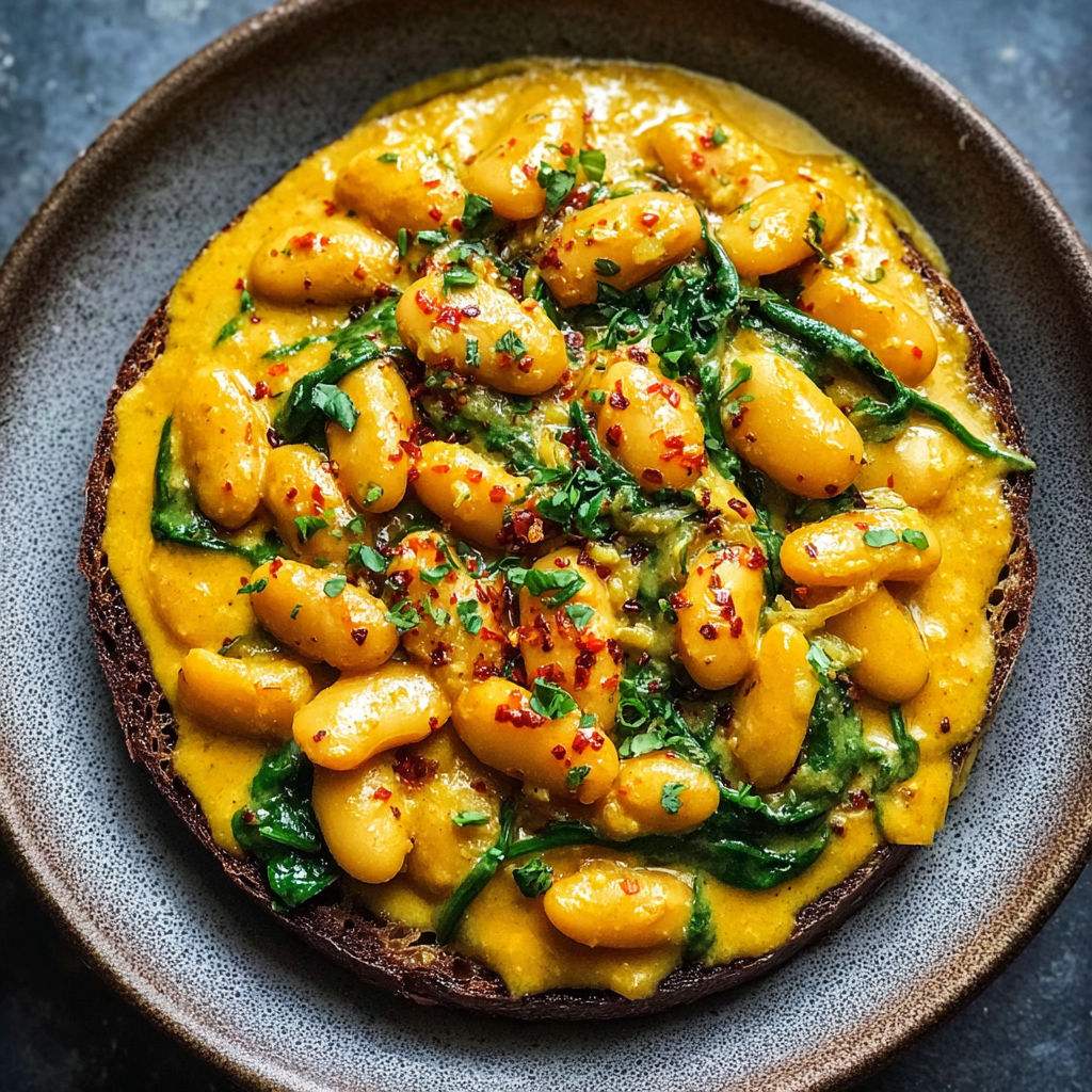 A plate of curried butter beans.