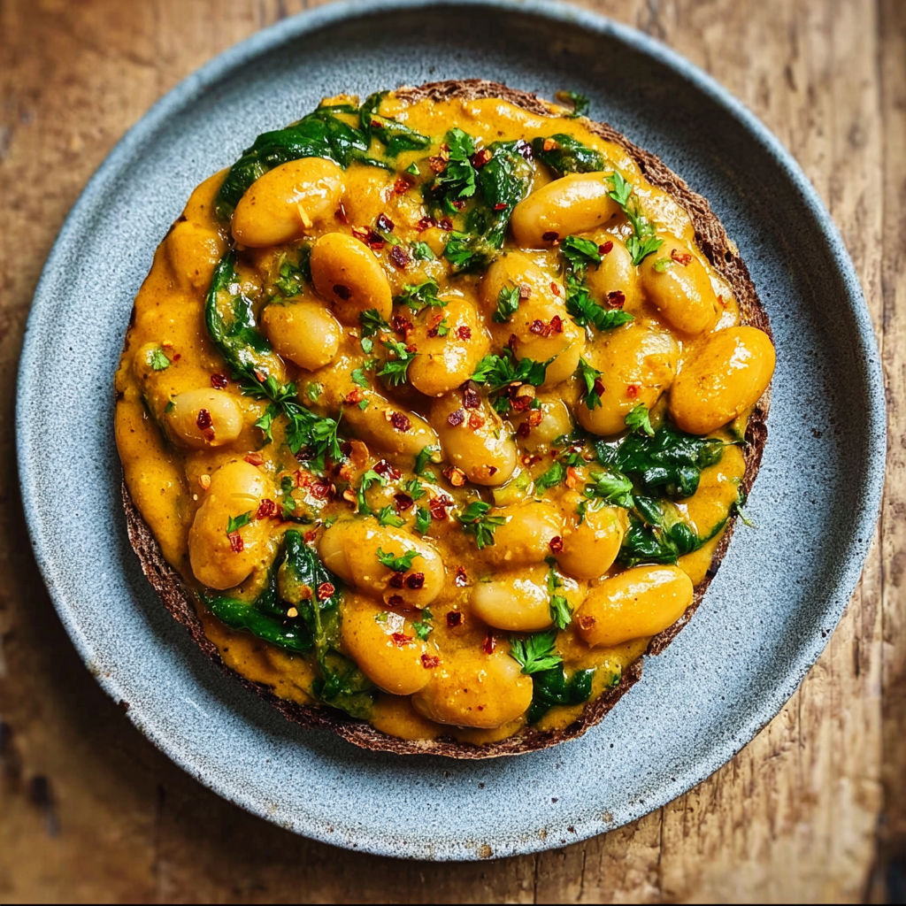 A plate of curried butter beans.