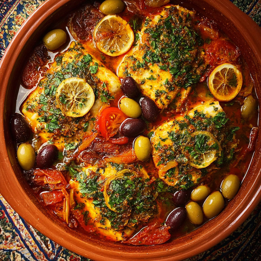 A bowl of Moroccan fish tagine with ginger and saffron.
