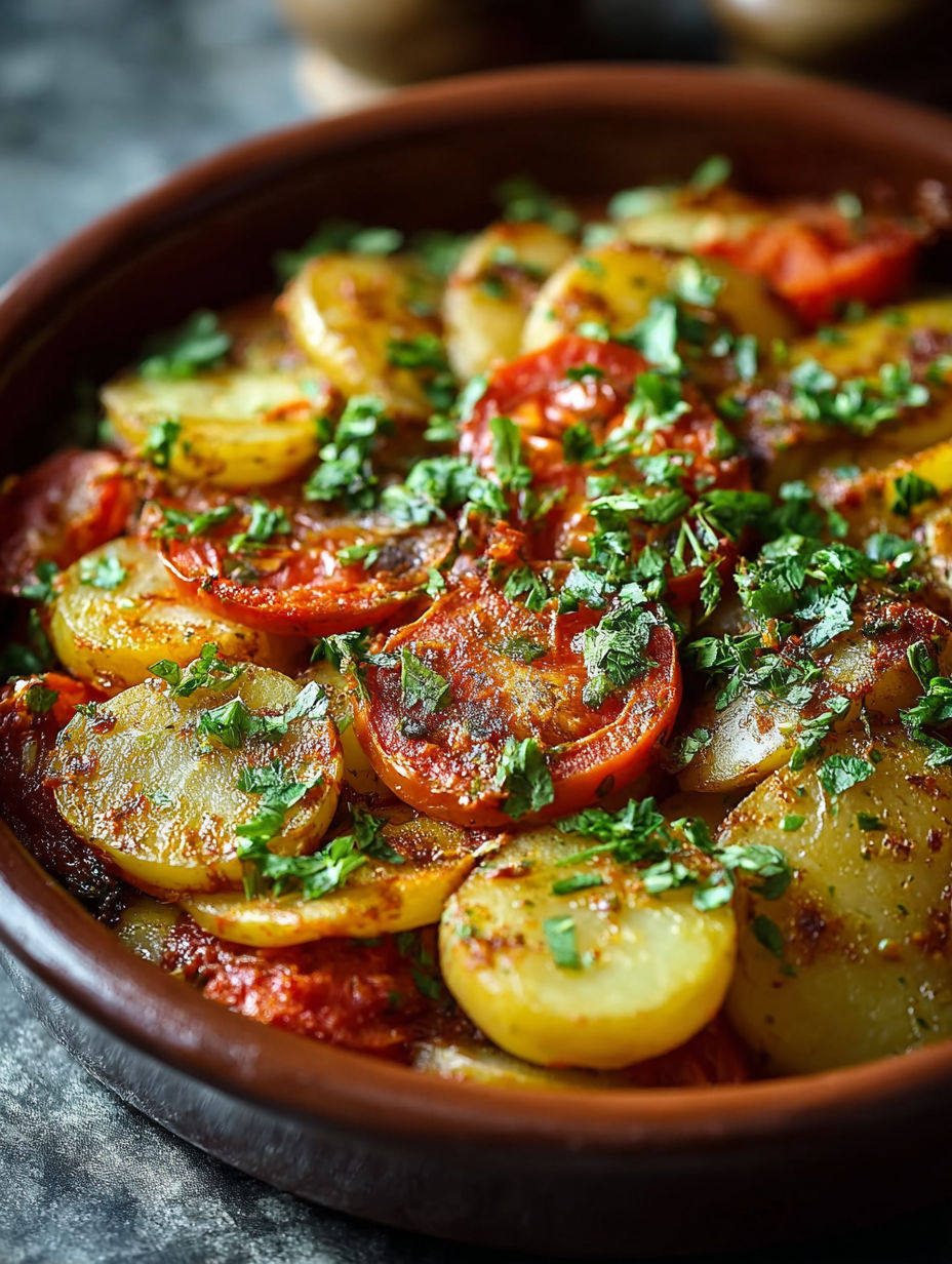A bowl of Moroccan Potato Tagine.