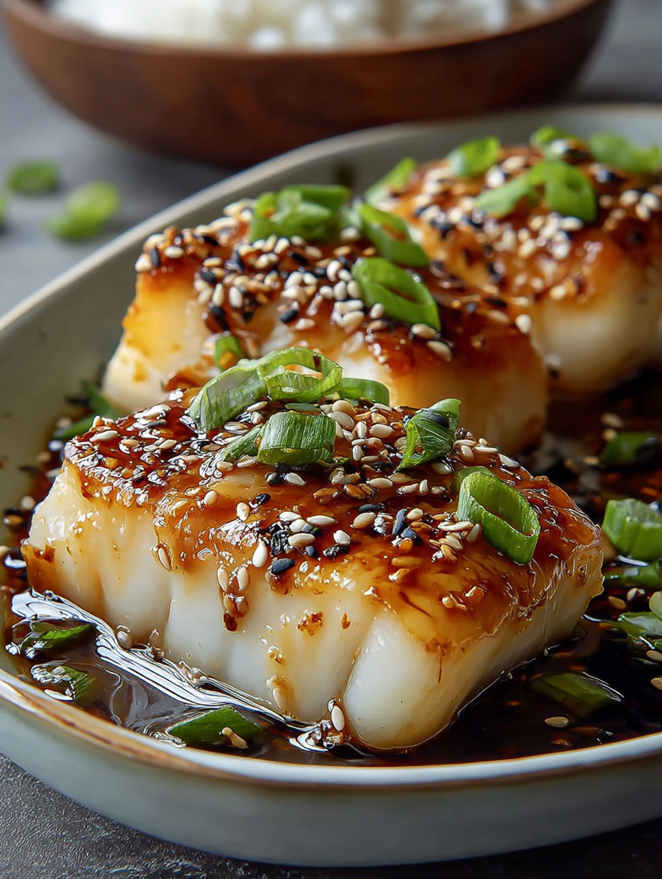 A plate of food with a sauce on it.