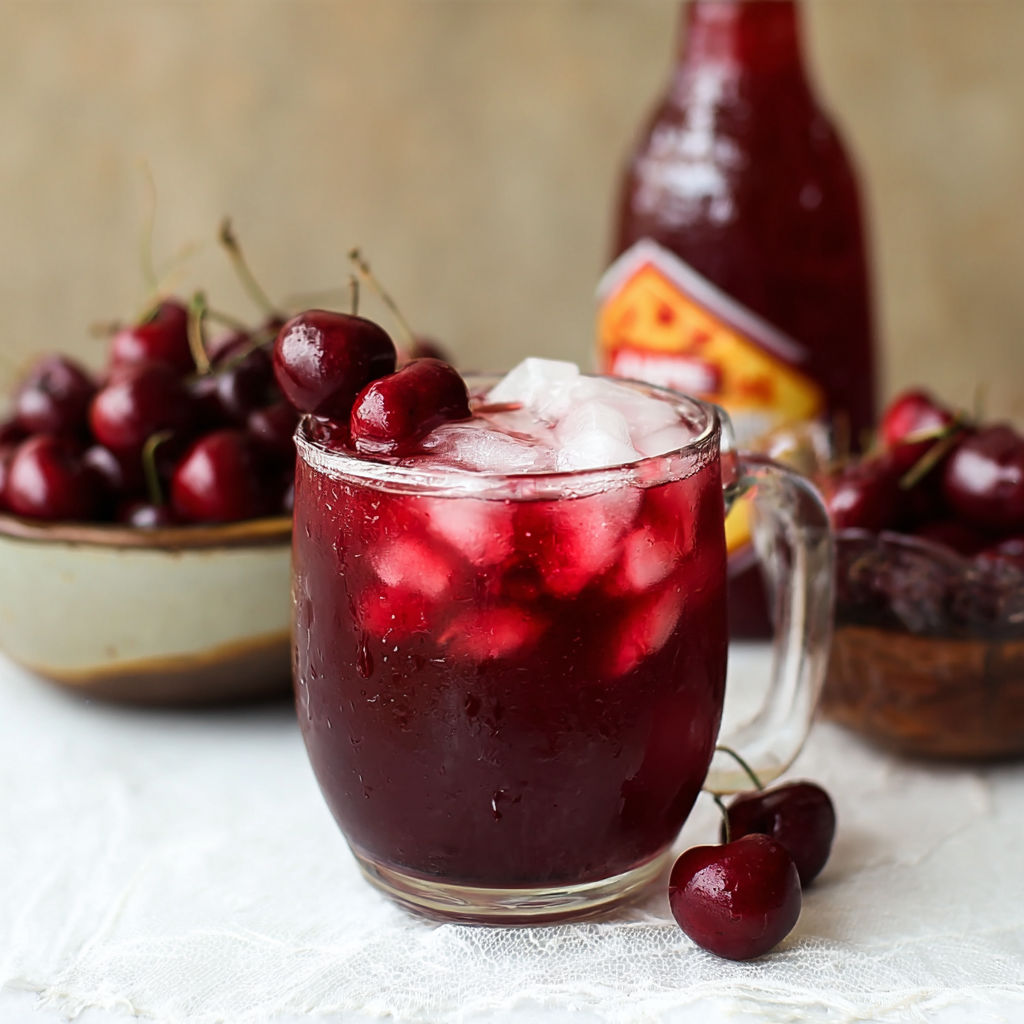 A glass of cherry pie iced tea.