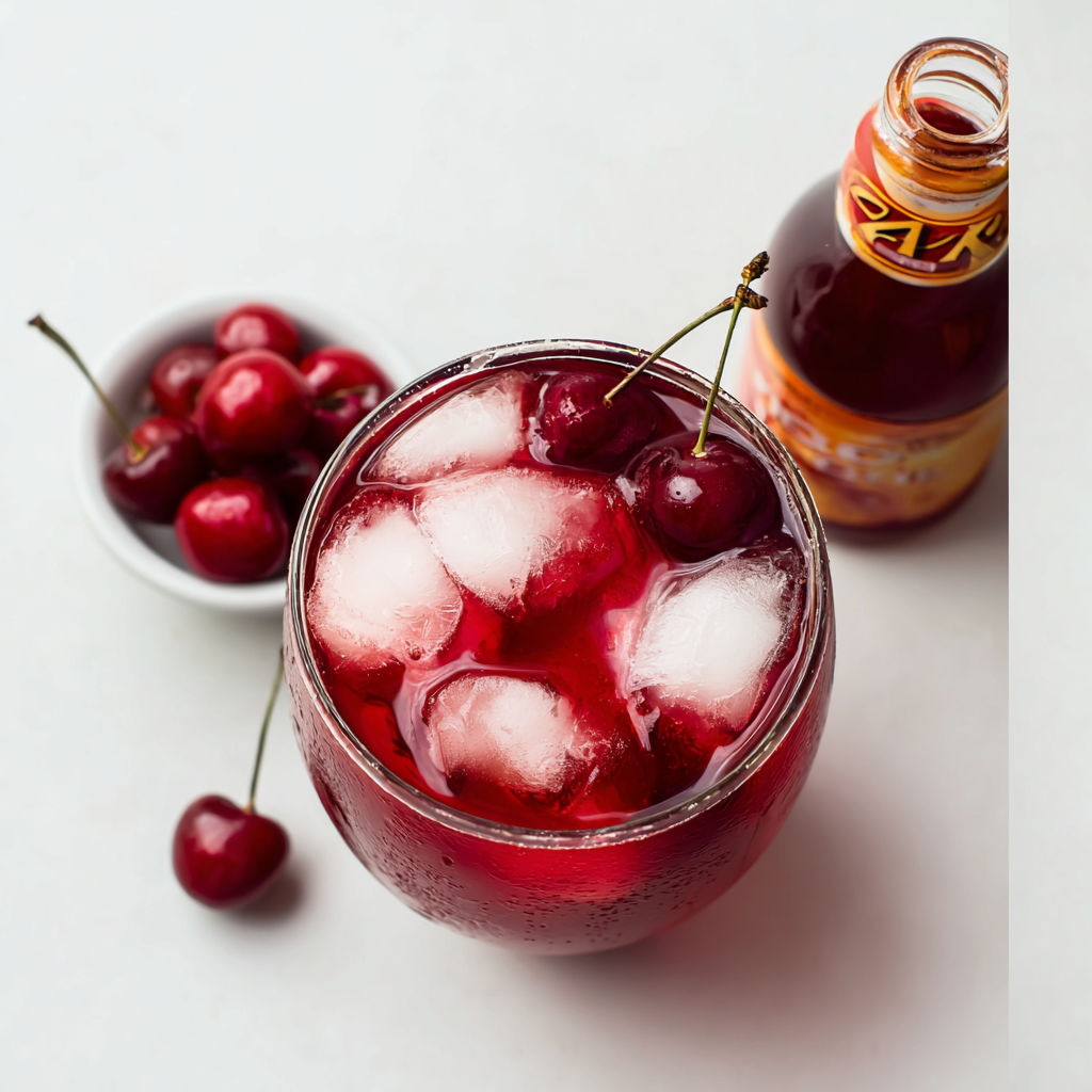 A glass of cherry pie iced tea.