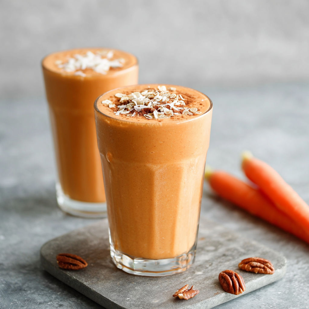 Two glasses of carrot cake smoothie.