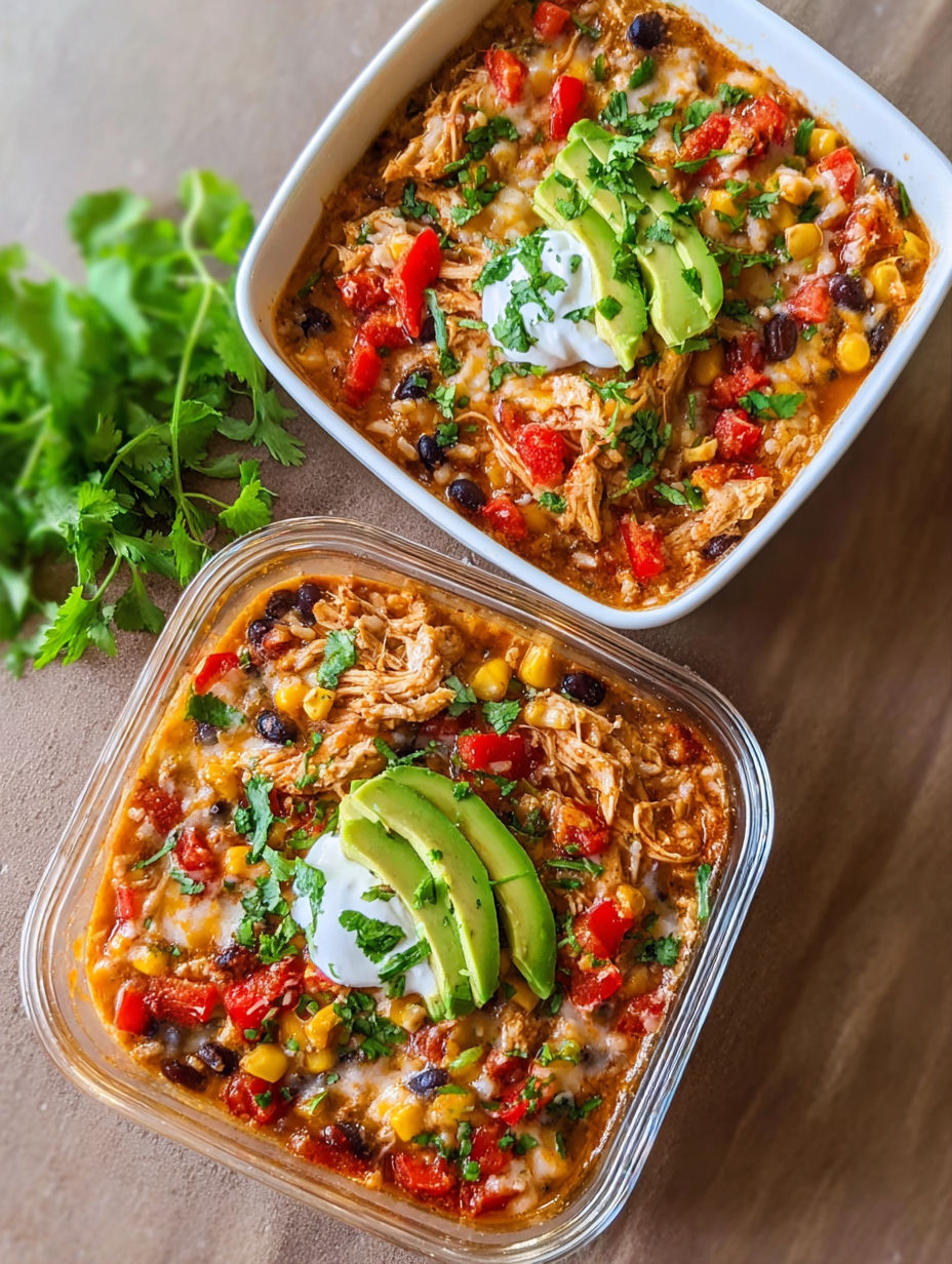 Two bowls of chicken and avocado enchilada.